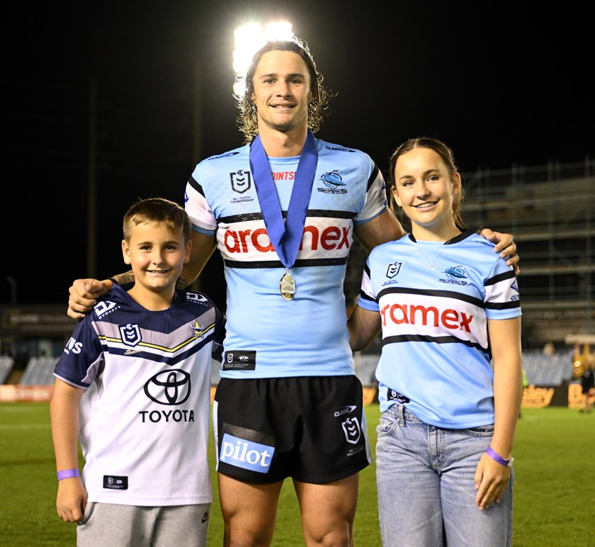 Inaugural Paul Green Medal winner Nicho Hynes with Jed and Emerson Green.
