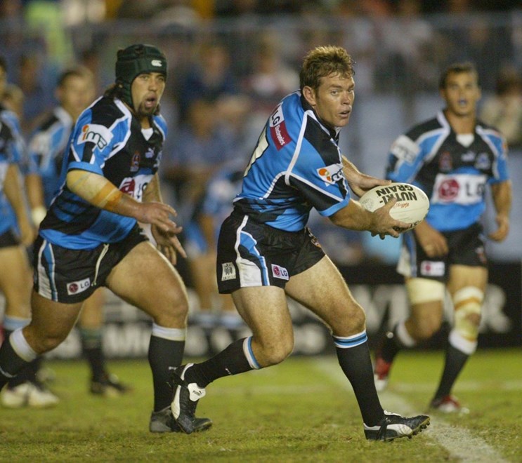 Brett Kimmorley:     NRL Rugby League, Telstra Cup Round 5, Cronulla Sharks v North Queensland Cowboys at Shark Park, Saturday April 10th 2004.   Digital image by Colin Whelan © Action Photographics