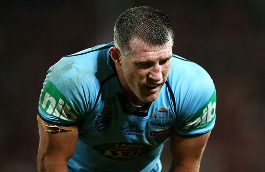 Blues Captain Paul Gallen during the Third State Of Origin match between NSW and Queensland at Suncorp Stadium on July 8, 2015 in Brisbane, Australia. Digital Image by Mark Nolan.