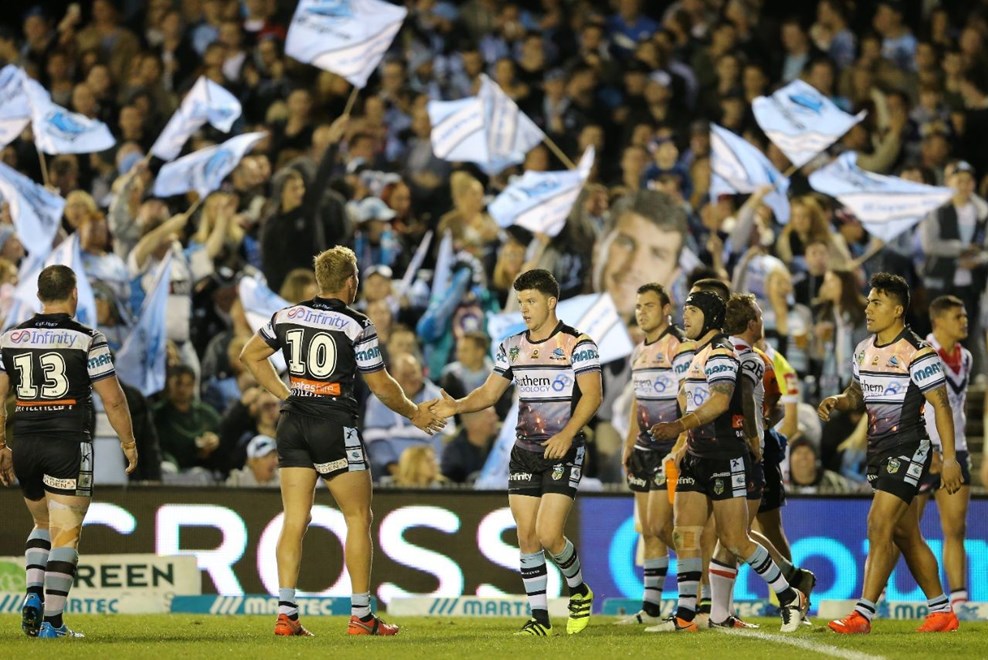 Competition -  NRL Premiership.Date  -   August 27th 2016.Teams - Cronulla Sharks v Roosters.at - Shark Park, Southern Cross Group Stadium.Pic -  Grant Trouville @ NRL Photos.