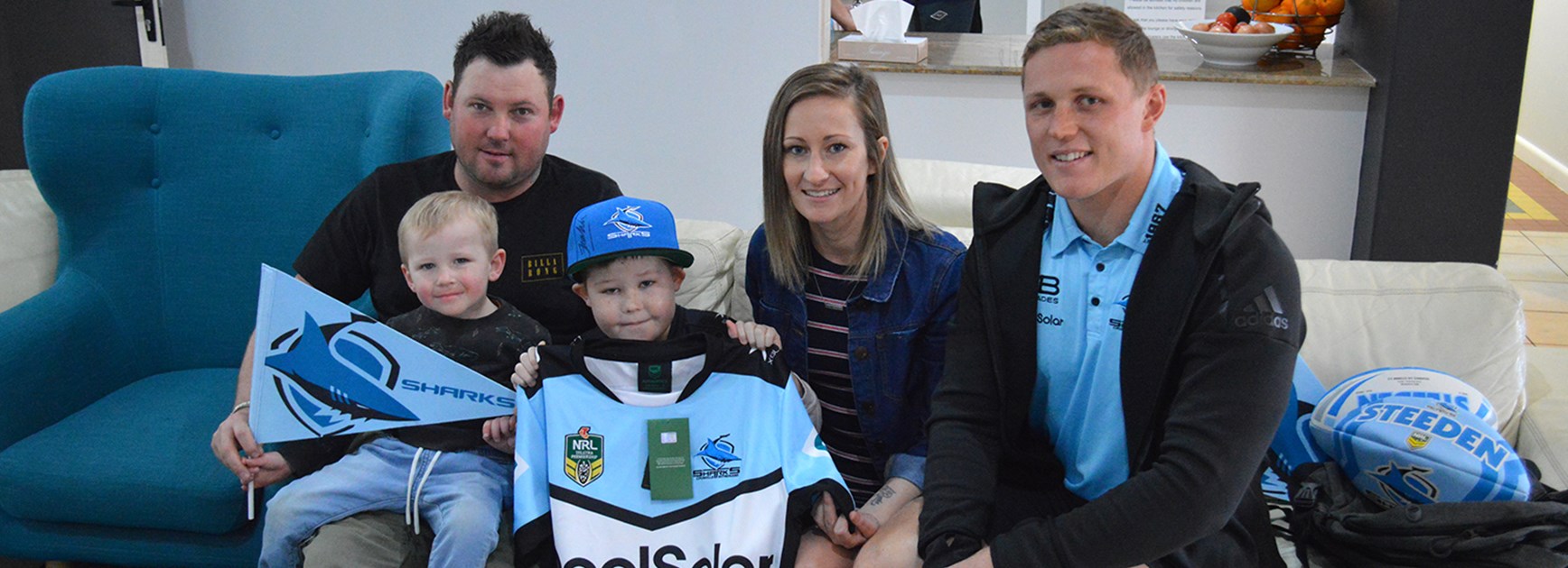 Sharks visit a special young fan