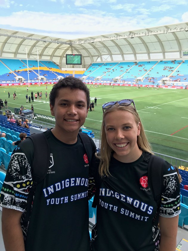 Sharks Indigenous Youth Summit Ambassadors Carlos Brennan and Emma Smith