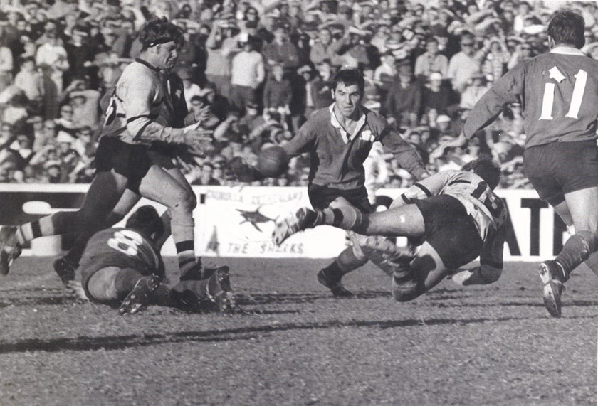 Dave Cooper playing for the Sharks against Souths in 1972