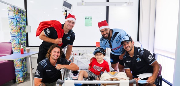 Sharks deliver festive cheer to young hospital patients