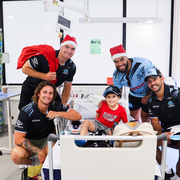 Sharks deliver festive cheer to young hospital patients