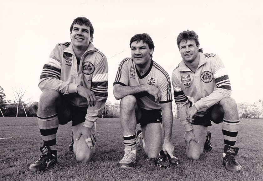 Mark McGaw, Gavin Miller and Ettingshausen representing the Kangaroos in 1988.