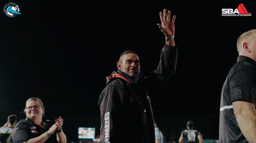 Former Sharks star David Peachey during last year's Old Boys lap of honour.