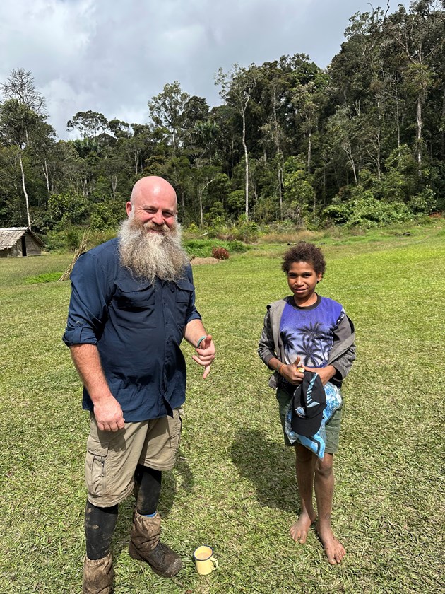 Rosa with Steve Holz receiving her new Sharks gear