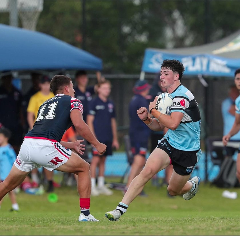 Yuri Hromow in action for Cronulla's SG Ball team.